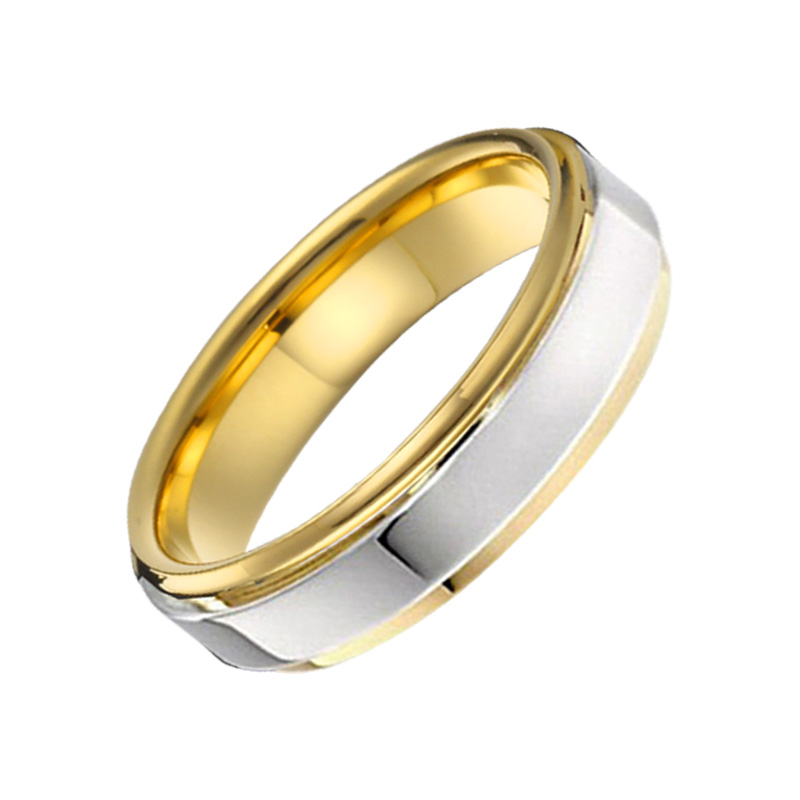 클래식 바이 컬러 5mm 얼라이언스 결혼 웨딩 밴드 커플 반지 남성과 여성을위한 티타늄 스틸 쥬얼리 손가락 반지